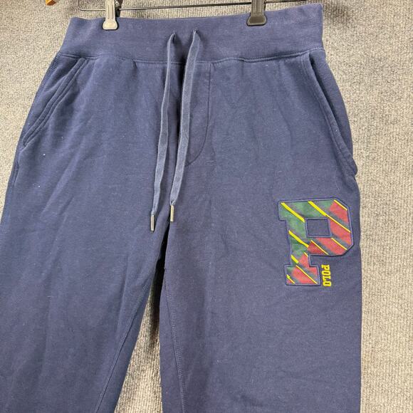 Polo Ralph Lauren Sweat Pants Men's Medium Blue Logo Tapered Comfortwear - Picture 2 of 8